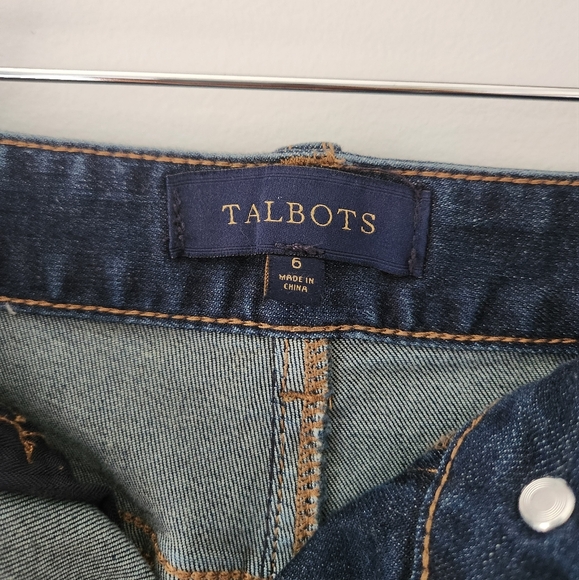 Talbots Denim Blue Jean Skirt 5 pocket Knee length Dark wash Sz 6 - Picture 2 of 4